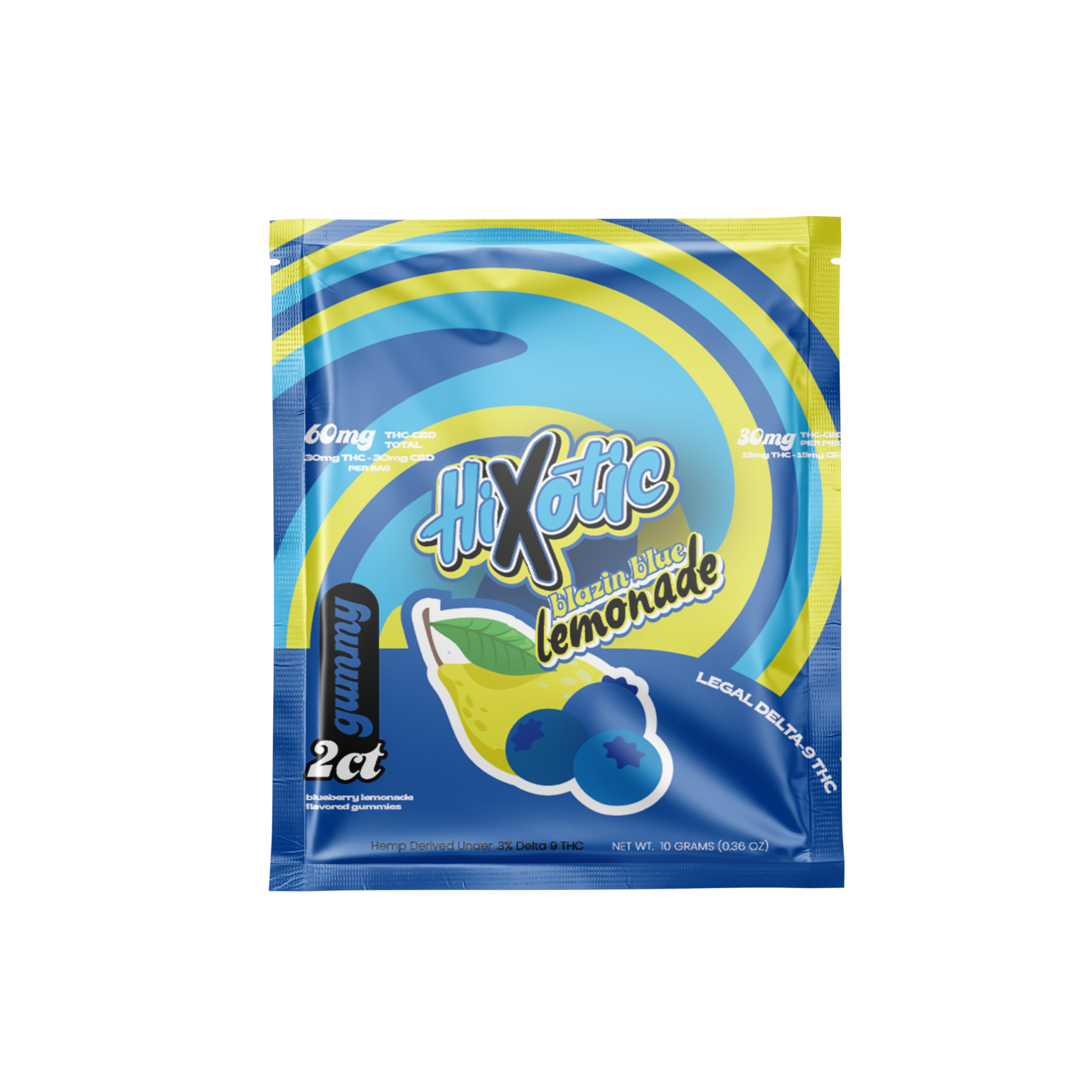 Delta 9 THC Hixotic Blazin' Blue Lemonade Gummies 2 pzas 60mg Aspire
